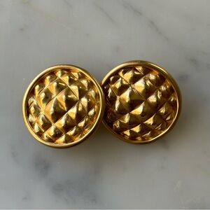 Vintage goldtone button earrings